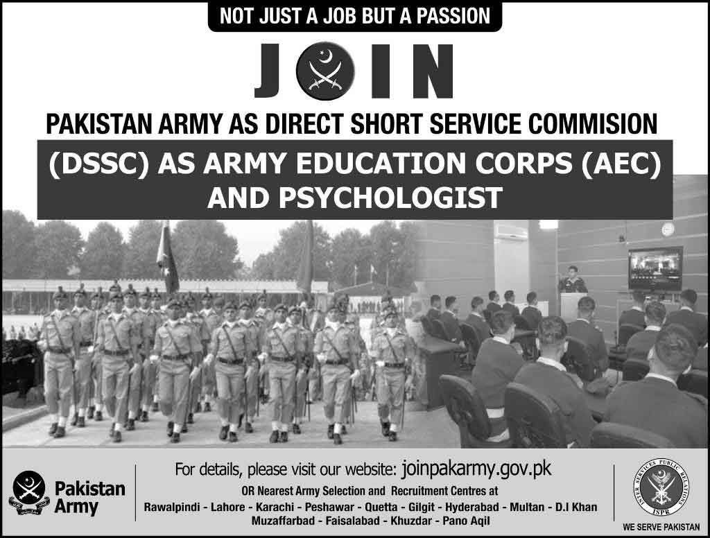 Join Pak Army As Education Corps & Psychologist